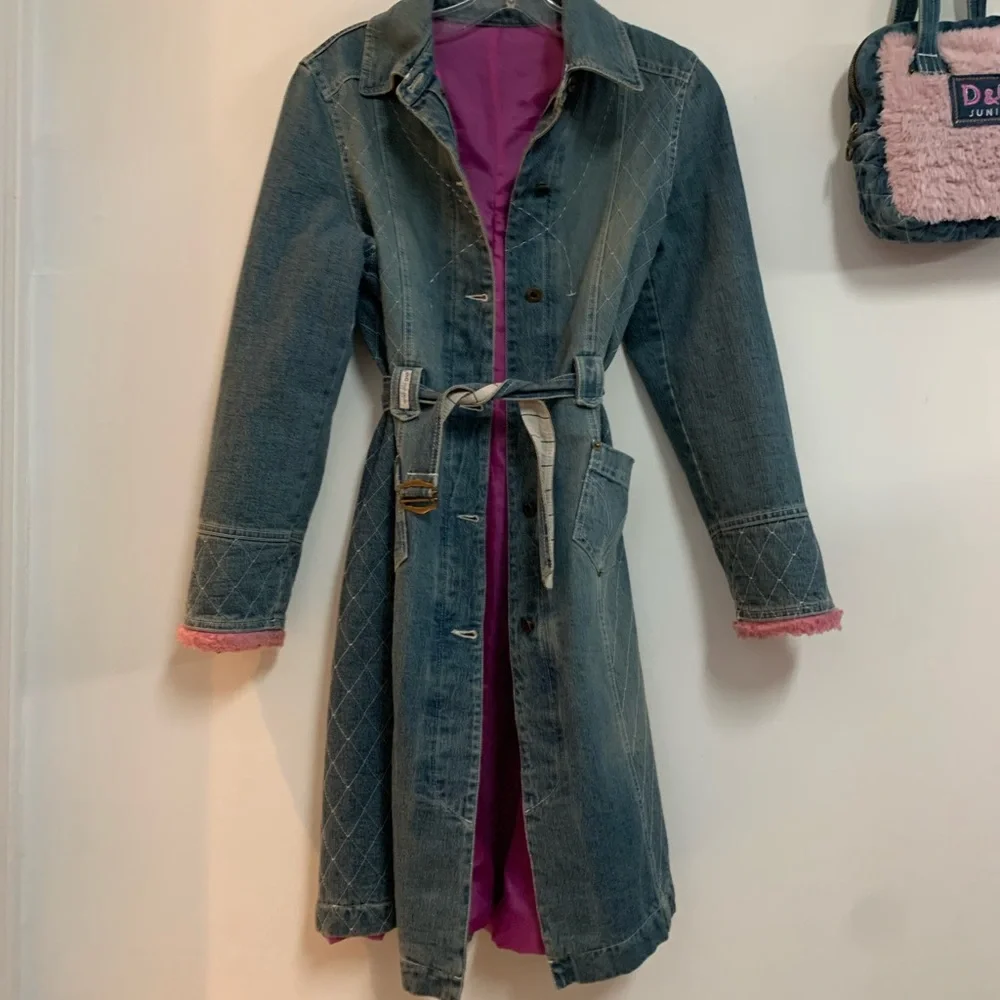 Dolce & Gabbana vintage DenimCoat with removable faux fur vest & Matching purse - Picture 13 of 14